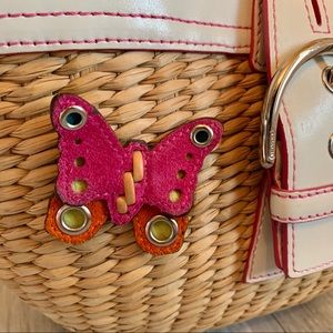 Coach Wicker Straw Leather Bag